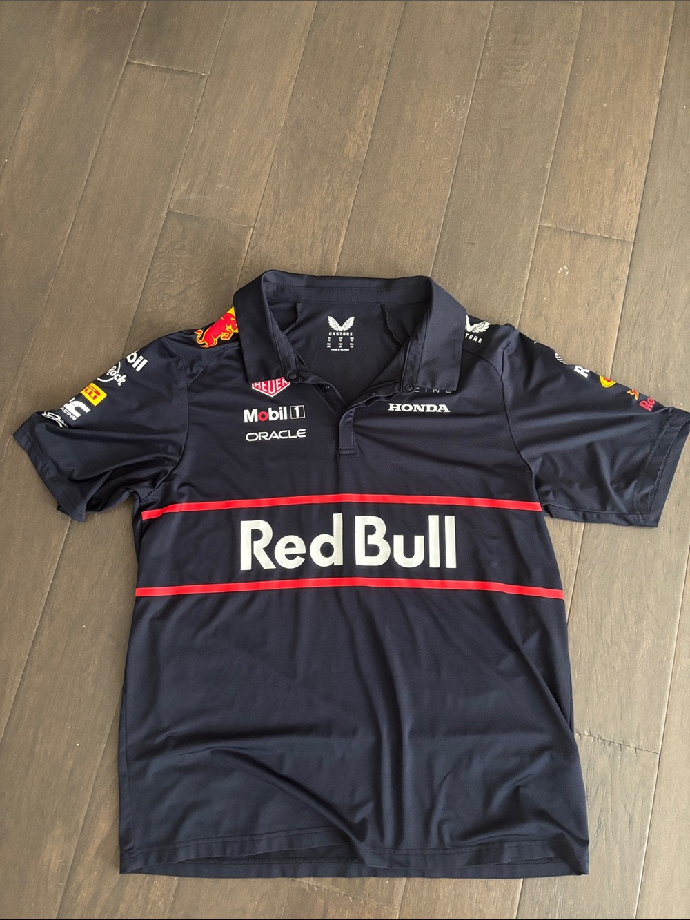 Red Bull Racing Navy Polo Shirt with Sponsor Logos